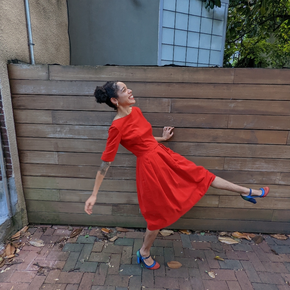 Vintage Red Velvet 50s dress